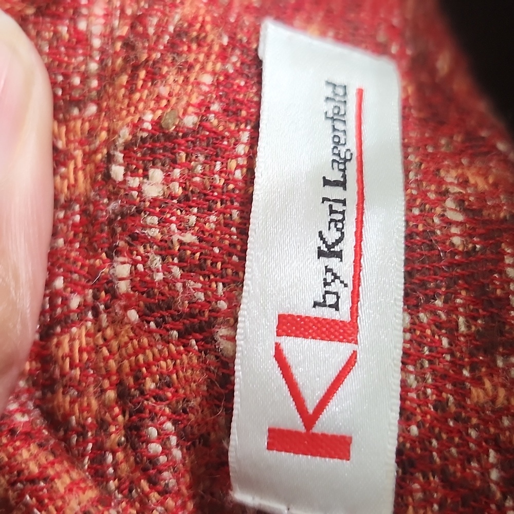 Karl Lagerfeld Tapestry Vintage Vest Double Flap Collar Wool/Silk Button Up Rust - Picture 12 of 12